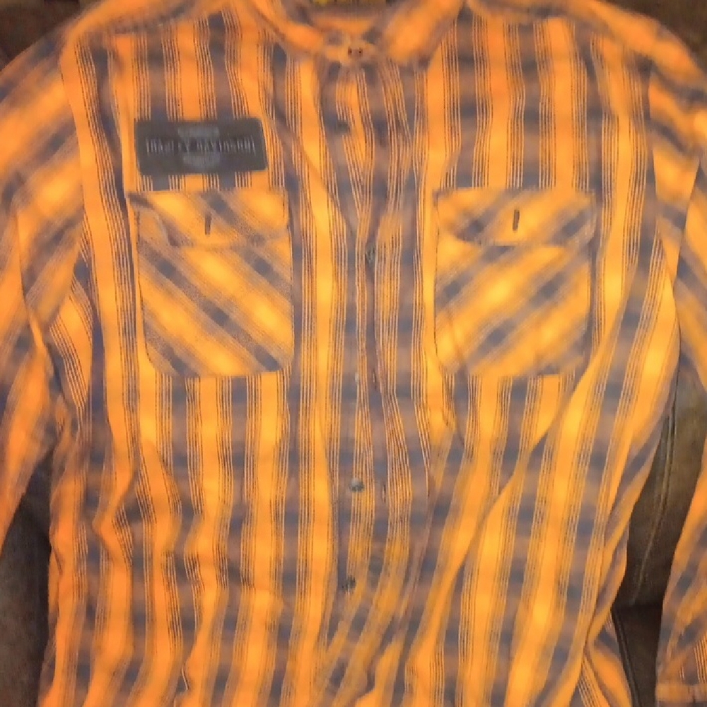 Men's Plaid Shirt - Blue and Orange